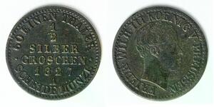 PRUSSIA 1/2 Groschen 1827 A - Silver 0.222 - Friedrich Wilhelm III. - XF - 792