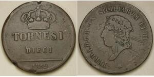 TWO SICILIES (Italian Kingdom) 10 Tornesi 1819 - Copper - Ferdinando I. - 851 *