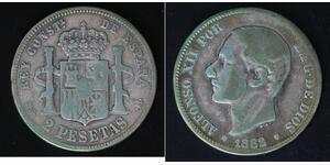 SPAIN 2 Pesetas 1882 (82) MS-M - Silver 0.835 - Alfonso XII. - 4364