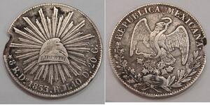 Mexico - 1833 Do RM - Silver 8 Reales - KM# 377.4 - Flawed or Damaged Planchet