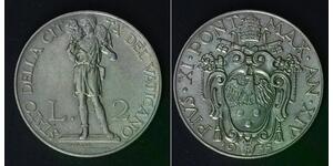 VATICAN 2 Lire 1935/XIV - Nickel - Pius XI. - XF/aUNC - 1184