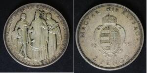 HUNGARY 2 Pengo 1935 - Silver 0.640 - Founding of Pazmany University - VF - 3412