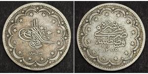  
  1845, Ottoman Empire, Sultan Abdul Mejid. Large Silver Mecidi (20 Kurush) Coin.  Reference: KM-675. Mint Date: 1845 (1255AH+6) Denomination: Mecidi (20 Kurush) Condition: VF with a few scratc ...