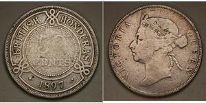 BRITISH HONDURAS 50 Cents 1897 - Silver 0.925 - Queen Victoria - F/VF - 1050 *