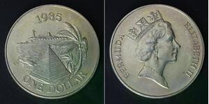BERMUDA 1 Dollar 1985 - Copper/Nickel - Cruise Ship Tourism - aUNC - 2034