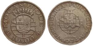 Mozambique - 10 Escudos 1974 - Coat of Arms