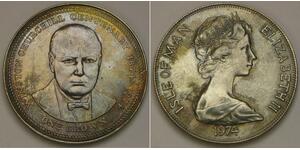ISLE OF MAN 1 Crown 1974 - Copper-Nickel - Winston Churchill - XF - 2937 *