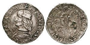 CARMAGNOLA - LUDOVICO II DI SALUZZO (1475-1504) Cavallotto. D/ Busto con berretto R/ San Costanzo con vessillo, a cavallo. MIR 126 Ag g 3,64 • Patina di medagliere; insolità qualità per il tipo d ...