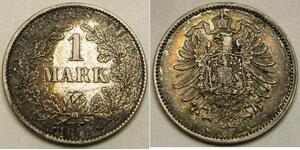 GERMANY (Empire) 1 Mark 1873 A - Silver 0.9 - Wilhelm I. - Toned - aUNC - 2123 *
