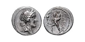 Republik. Caius Julius Caesar -49--46. Denar 48-47 v. Chr. 3,53 g. Kopf der Venus nach rechts / CAESAR Aeneas trägt Anchises und Palladium. Sydenham 1013, Crawford 458/1. Kleine Kratzer, sehr sch ...
