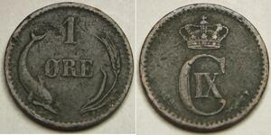 DENMARK 1 Ore 1894 - Bronze - Christian IX. - VF - 2895 *