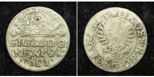  
 1615, Poland, Sigismund III Vasa. Silver Groschen (1/24 Thaler, 7½ Groszy) Coin. 
    
  
 Mint Year: 1615 Reference: KM-11.   Mint Place: Krakow (Krakau) Denomination: Groschen (1/24 Thaler = ...