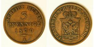 SCHWARZBURG SONDERSHAUSEN 3 Pfennige 1870 A - Gnther Friedrich Karl II. - 2988