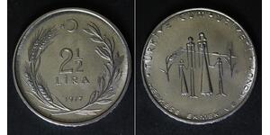TURKEY 2-1/2 Lira 1977 - Stainless Steel - F.A.O. - aUNC - 2373