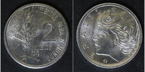 BRAZIL 2 Centavos 1975 - Stainless Steel - F.A.O. - aUNC - 2515