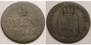 HANNOVER (German State) 4 Pfennig 1842 S - Billon - Ernst August - VF - 2126 *