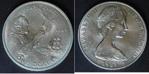 NEW ZEALAND 1 Dollar 1969 - Copper/Nickel - Cook's Voyage - XF/aUNC - 3824