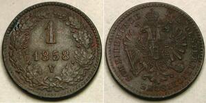 AUSTRIA 1 Kreuzer 1858 V - Copper - Franz Joseph I. - UNC - 2144 *
