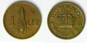 ROMANIA (Kingdom) 1 Leu 1938 - Nickel/Brass - Carol II. - VF/XF - 1117