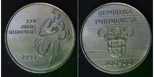 PORTUGAL 200 Escudos 1992 - Copper/Nickel - Olympics - aUNC - 764