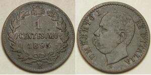 ITALY 1 Centesimo 1895 R - Copper - Umberto I. - XF - 1793 *