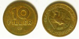 HUNGARY 10 Filler 1947 - Aluminum/Bronze - aUNC - 3150