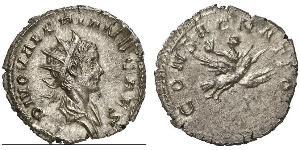 ROMAN COINS ROMAN EMPIRE VALERIANUS II Caesar, son of Gallienus, 253-255 Antoninianus, posthumous, Cologne, 257-258. AR 2.75 g. DIVO VALERIANO CAES Radiate, draped bust r. Rev. CONSACRATIO Valeri ...