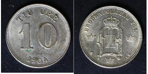SWEDEN 10 Ore 1904 EB - Silver 0.400 - Oscar II. - XF- - 3394