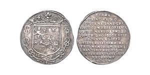 1659,Hessen-Darmstadt. Juliane + 1659, Gemahlin Ulrichs II. von Ostfriesland. 1/16 Taler 1659 HS. Auf ihren Tod. Hoffmeister 3335, Schütz 2722. Schöne Patina. Fast vorzüglich.