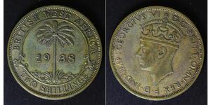 BRITISH WEST AFRICA 2 Shillings 1938 KN - Nickel/Brass - George VI. - VF - 1570