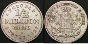 HAMBURG (Notgeld) 1/2 Million Mark 1923 - Aluminum - XF- 2006 