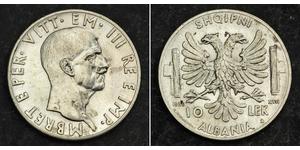  
   1939, Albania (Italian Occupation).  Nice Silver 10 Lek Coin. Cleaned XF!  Mint year: 1939 Reference: KM-34. Denomination: 10 Lek  Mint Place: Rome (Italy) Condition: Cleaned with remaining  ...