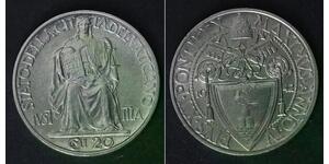 VATICAN 20 Centesimi 1942/IV - Stainless Steel - Pius XII. - aUNC - 1502