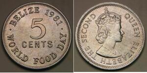 BELIZE 5 Cents 1981 - Aluminium - World Food Day - aUNC - 153 *