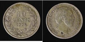 NETHERLANDS 10 Cents 1882 - Silver 0.640 - William III. - VF - 1087