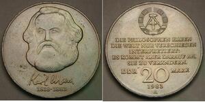 GERMAN (East / DDR) 20 Mark 1983 A - Copper-Nickel - Karl Marx - aUNC - 34 *