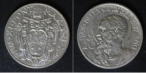 VATICAN 20 Centesimi 1931/X - Nickel - Pius XI. - XF - 843