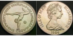 2083 ISLE OF MAN 1 Crown 1984 - Summer Olympics Gymnastics - aUNC - 