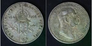 AUSTRIA 1 Corona ND(1908) - Silver 0.835 - 60th Ann. of Reign - VF - 3008