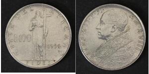 VATICAN 100 Lire 1956/XVIII - Stainless Steel - Pope Pius XII. - VF - 4380