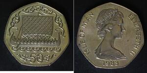 ISLE OF MAN 50 Pence 1983 AA - Copper/Nickel - aUNC - 3851