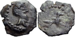 (Période augustéenne, fin du Ier siècle avant J.C. - début du Ier siècle après J.C.). Bronze gallo-romain coulé à l’oiseau. A/. Buste à droite. R/. Oiseau debout à droite. - Références : Delestré ...