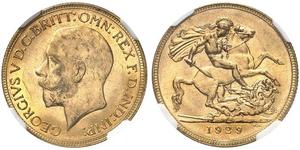 1929,AUSTRALIEN. George V. 1910-1936. Sovereign 1929 P, Perth. Seaby 4001. Fr. 40. NGC MS63. (~€ 265/USD 305)