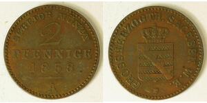 SAXE WEIMAR EISENACH 2 Pfennig 1858 A - Copper - Karl Alexander - VF - 370