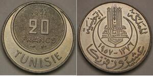 TUNISIA 20 Francs AH 1376 / 1957 - Copper-Nickel - Muhammad VIII. - UNC - 2820 *