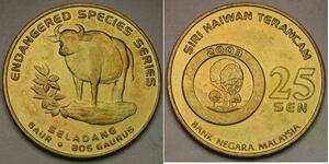 MALAYSIA 25 Sen 2003 - Brass - Endangered Species / Gaur - aUNC - 567 *