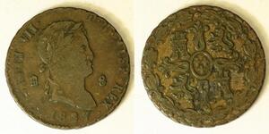 SPAIN 8 Maravedis 1827 - Copper - Ferdinand VII. - 4183