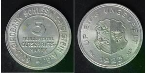 SCHLESWIG HOLSTEIN 5/100 Gutschriftsmarke 1923 - Aluminum - aUNC - 2765