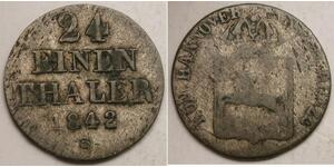 HANNOVER (Germany) 1/24 Thaler 1842 S - Billon - Ernst August - VF - 2127 *