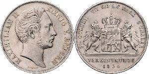 2 Thaler Reino de Baviera (1806 - 1918) Plata Maximiliano II de Baviera(1811 - 1864)